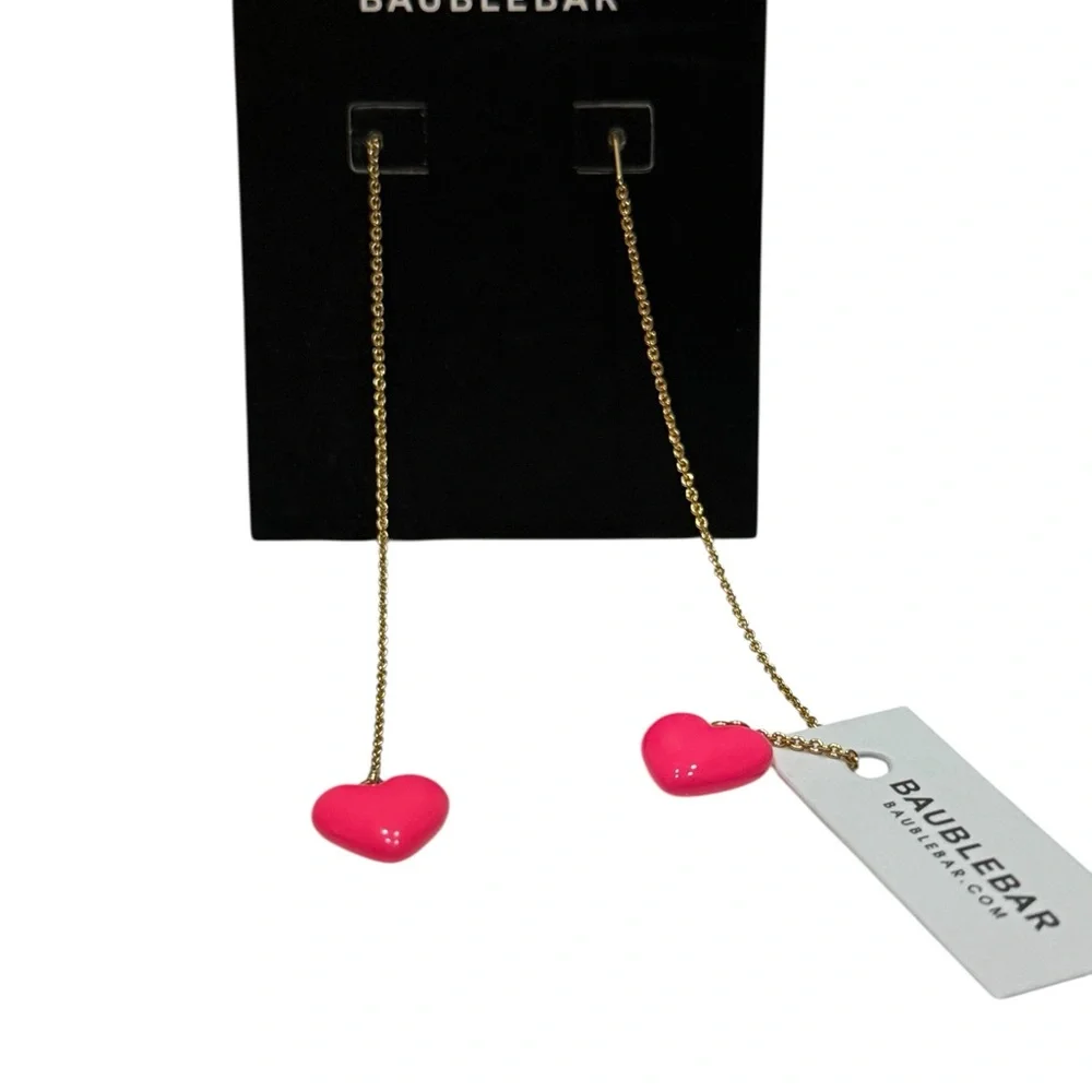 BaubleBar Red Heart Earrings Minimalist Jewelry - Picture 4 of 4